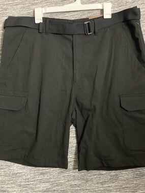 Men's Black Cargo Shorts with Webbing Belt - Classic Utility Style